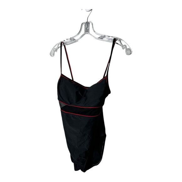 La Blanca Mesh Stripe One Piece pinup retro 80s 90s vintage 
Black Red - Picture 9 of 9